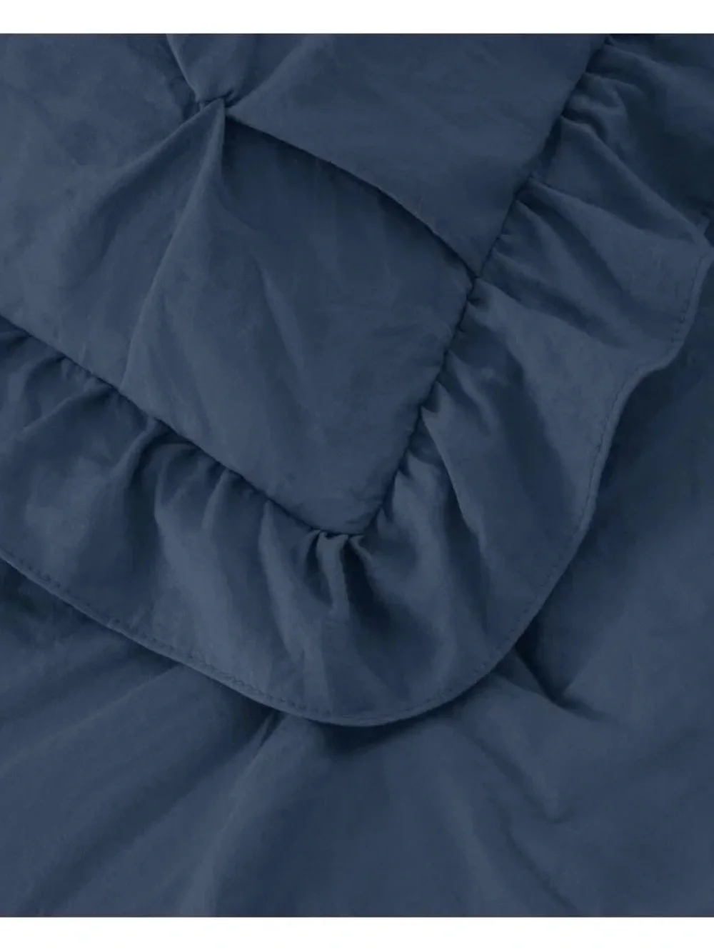 Blue Pintuck Queen 3 piece Bedspread Set - Classic Ruffled Comfort